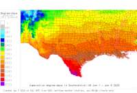 Lousiana USA base 32 degree-days to date