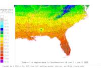 North Carolina USA base 32 degree-days to date